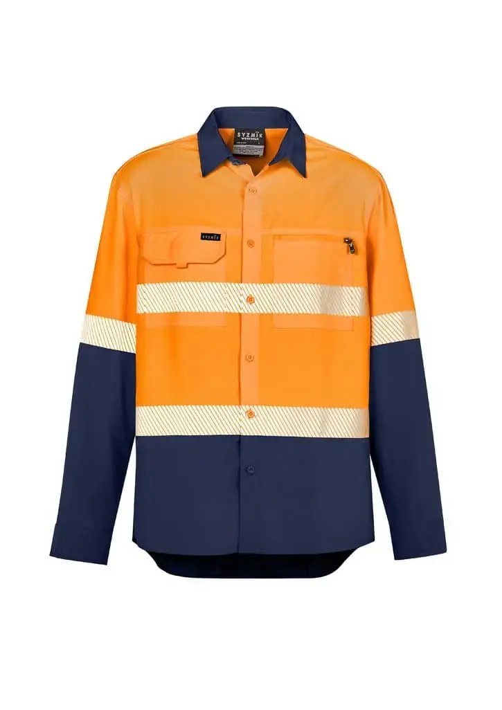 Mens Hi Vis Outdoor Segmented Tape L/S Shirt ZW470 Metro Workwear.
